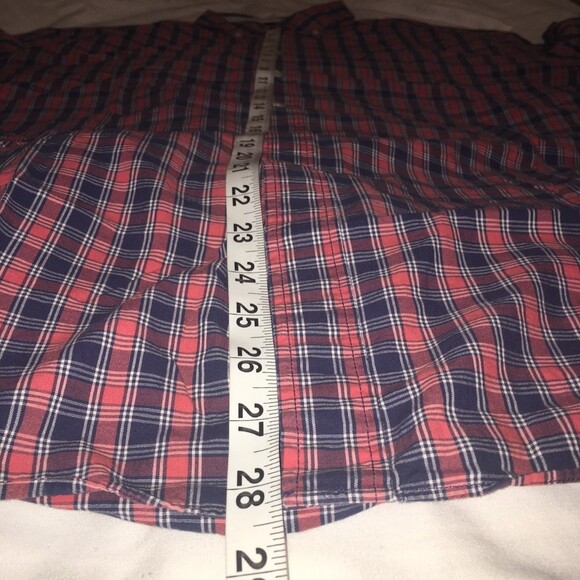Nautica shirt Mens XL red navy blue plaid button up long sleeve Country Casual - Picture 7 of 7